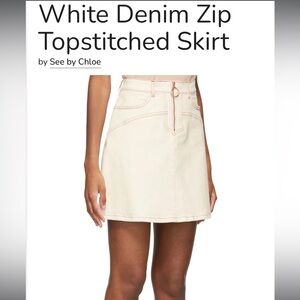 Featured on VOGUE See By Chloe Ivory Denim Skirt